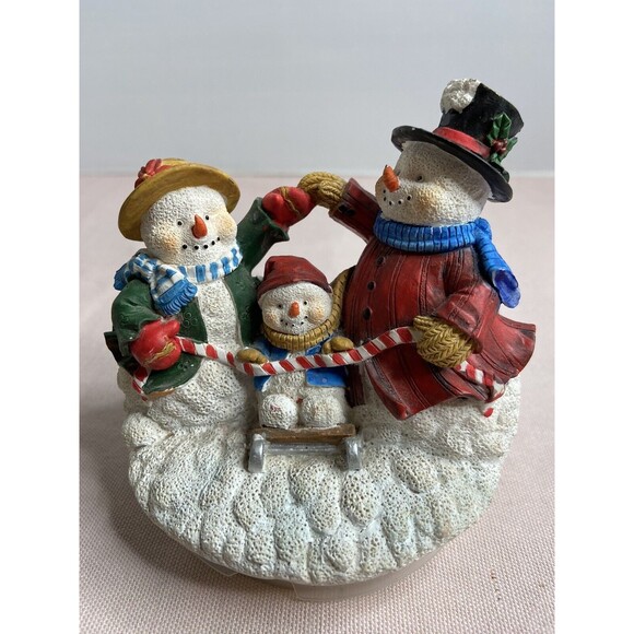 Snowman Family playing in the snow Candle Topper. So cute - Picture 1 of 8